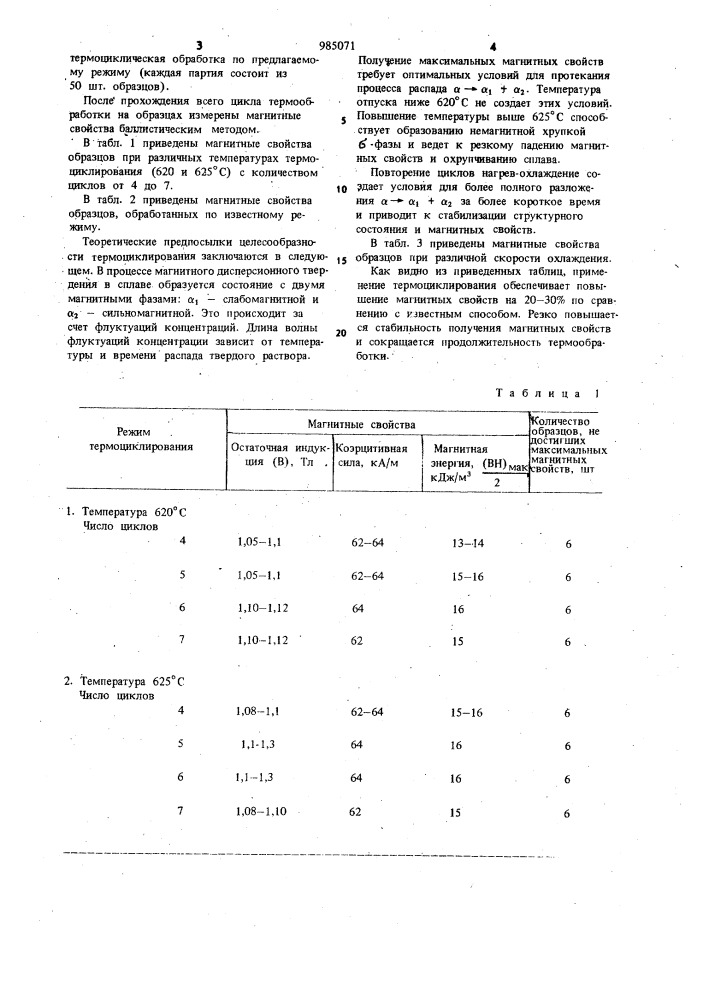 Способ термообработки постоянных магнитов (патент 985071)