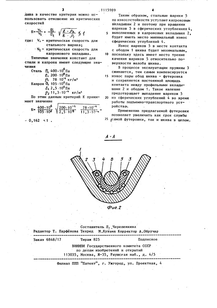 Футеровка шкива (патент 1115989)