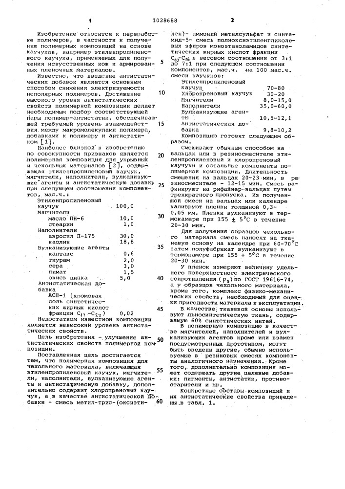 Полимерная композиция для чехольного материала (патент 1028688)