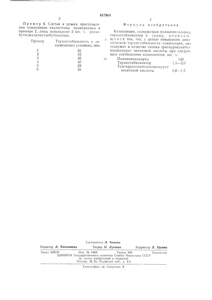 Композиция, содержащая поливинилхлорид (патент 487904)