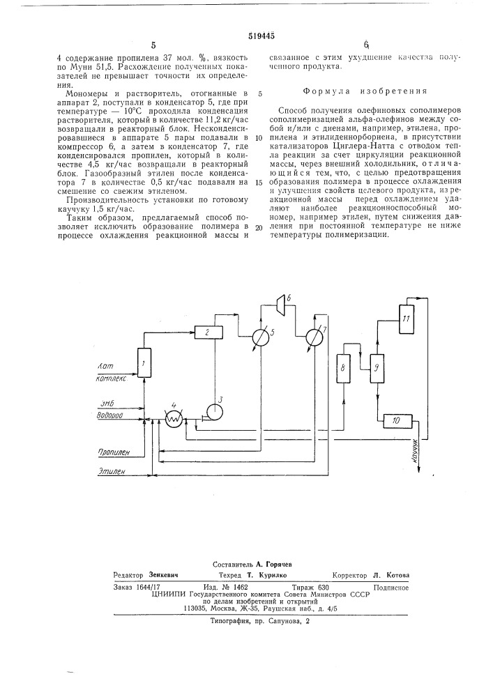Способ получения олефиновых сополимеров (патент 519445)