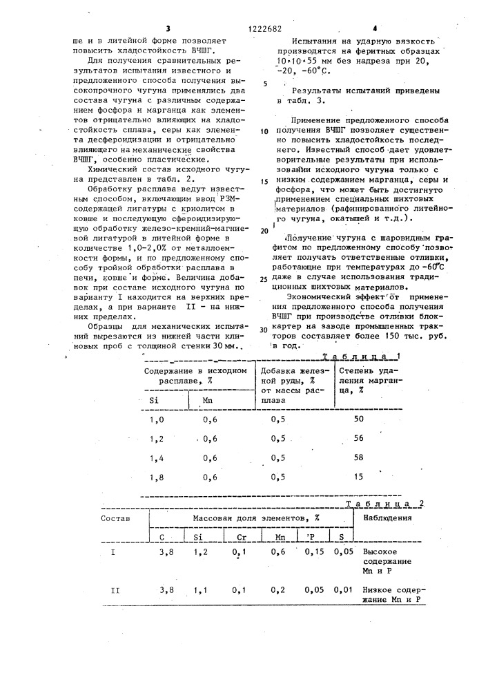 Способ получения высокопрочного чугуна (патент 1222682)