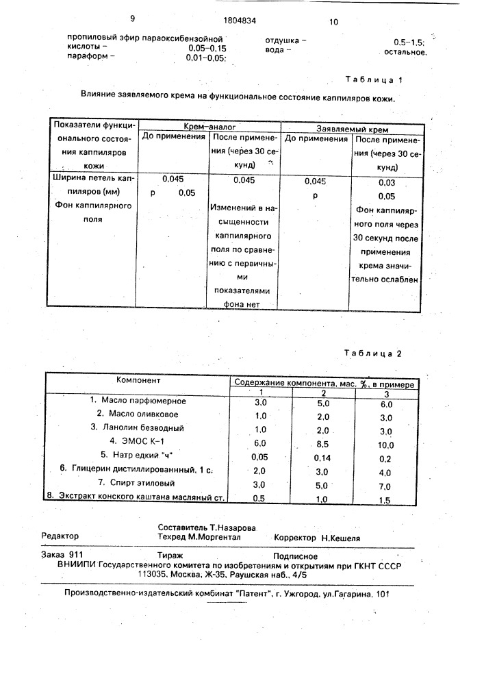 Крем для кожи лица (патент 1804834)