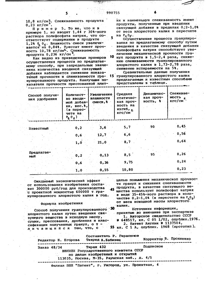 Способ получения гранулированного хлористого калия (патент 990755)