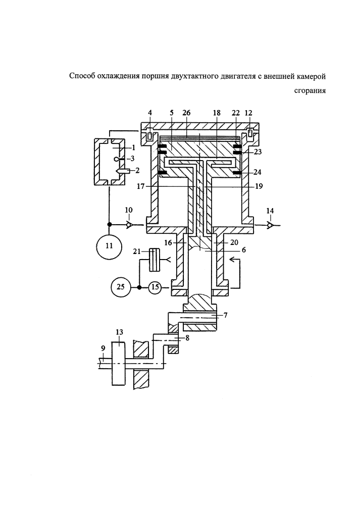 Способ охлаждения поршня двухтактного двигателя с внешней камерой сгорания (патент 2635013)