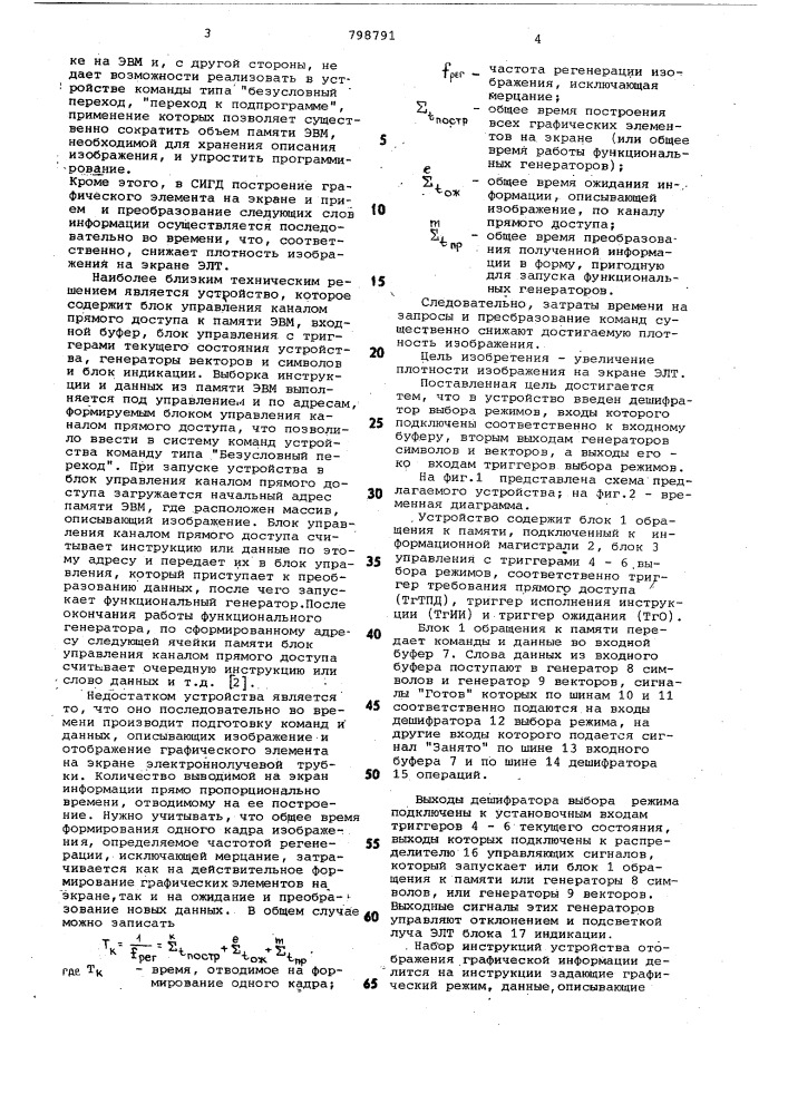 Устройство для отображения графическойинформации ha экране электронно- лучевой трубки (патент 798791)