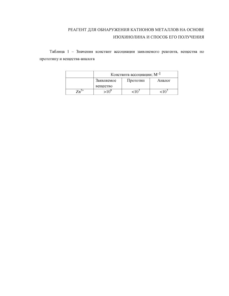 Реагент для обнаружения катионов металлов на основе изохинолина и способ его получения (патент 2668134)