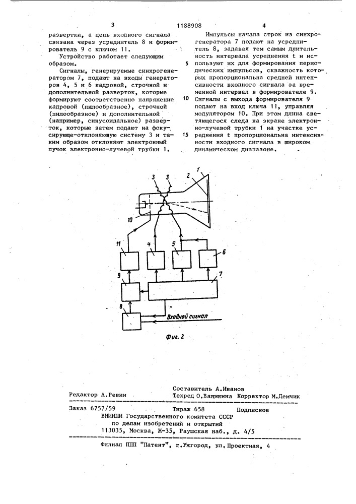 Способ индикации электрического сигнала на двумерном дисплее (патент 1188908)