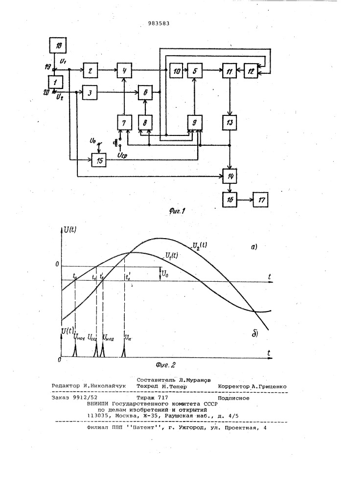 Устройство для измерения коэффициента передачи линейного четырехполюсника (патент 983583)
