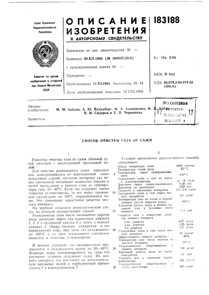 Способ очистки г.аза от сажи (патент 183188)