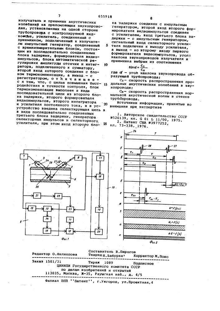 Устройство для контроля давления жидкости в трубопроводах (патент 655918)