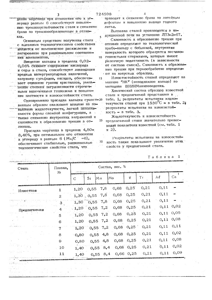 Износостойкая сталь (патент 724598)