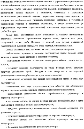 Горелка печи, духовки или гриля, а также способ изготовления упомянутой горелки (патент 2319071)