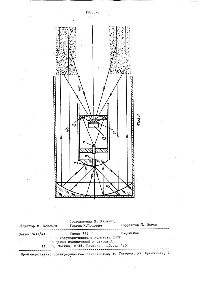 Оптический измеритель концентрации пыли (патент 1283629)
