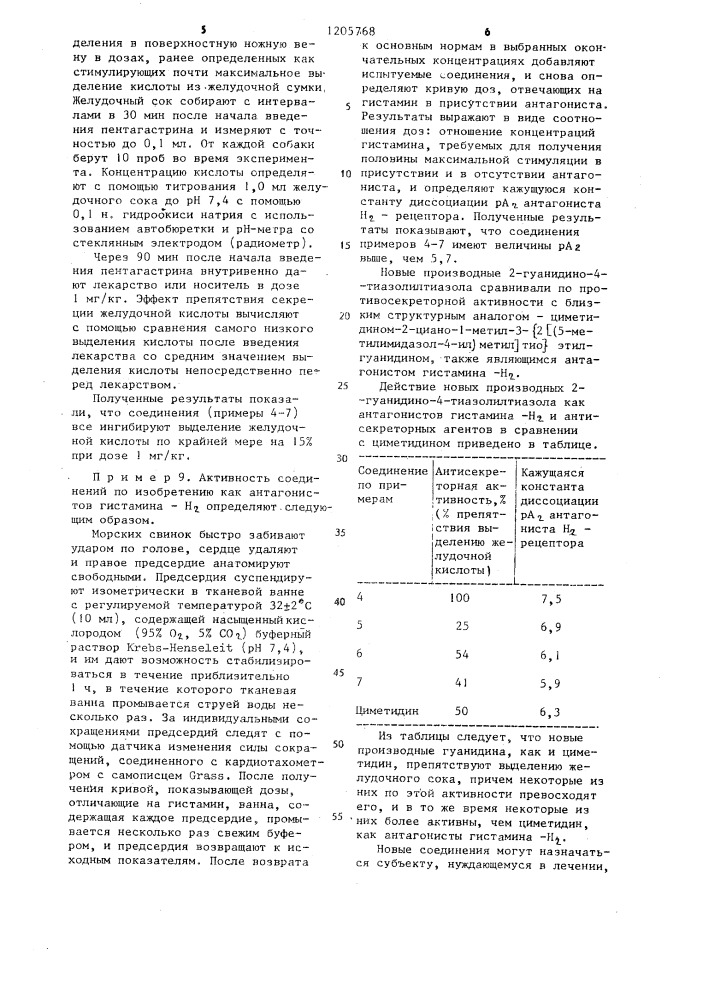 Способ получения производных 2-гуанидино-4-тиазолилтиазола или их кислотно-аддитивных фармацевтически приемлемых солей (патент 1205768)