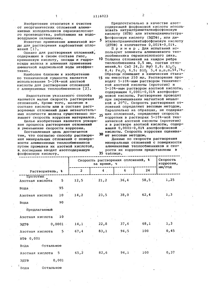 Способ растворения минеральных отложений (патент 1116023)