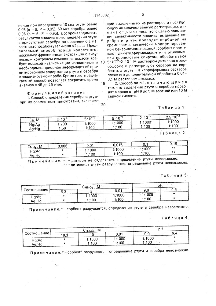 Способ определения серебра и ртути при их совместном присутствии (патент 1746302)