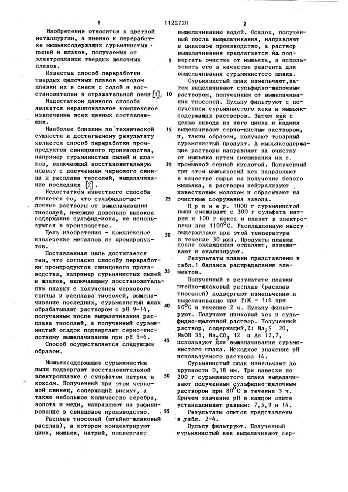 Способ переработки промпродуктов свинцового производства (патент 1122720)