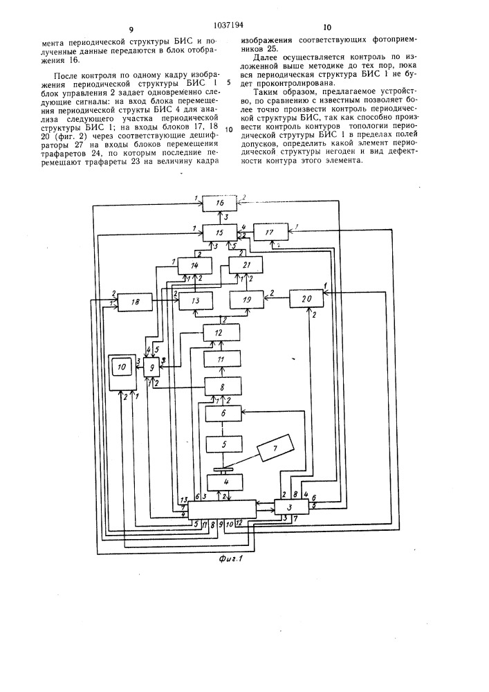 Устройство для контроля периодической структуры большой интегральной схемы (патент 1037194)