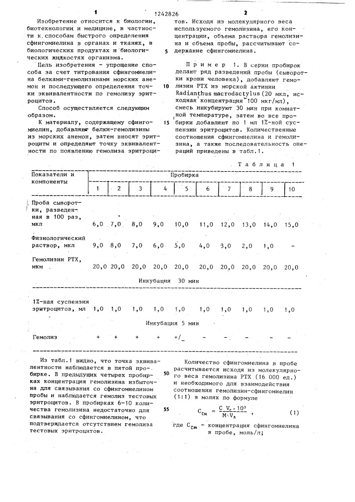 Способ определения сфингомиелина (патент 1242826)