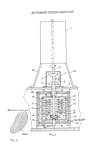 Ветровой теплогенератор (патент 2578250)