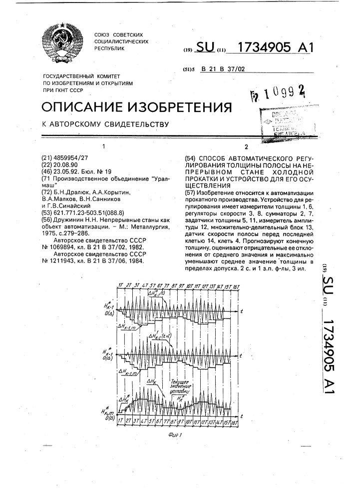 Способ управления частотой вращения наклонных валков кольцепрокатного стана (патент 1734904)
