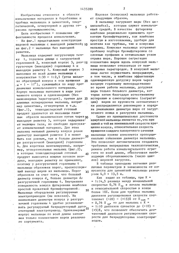 Шаровая мельница (патент 1435289)