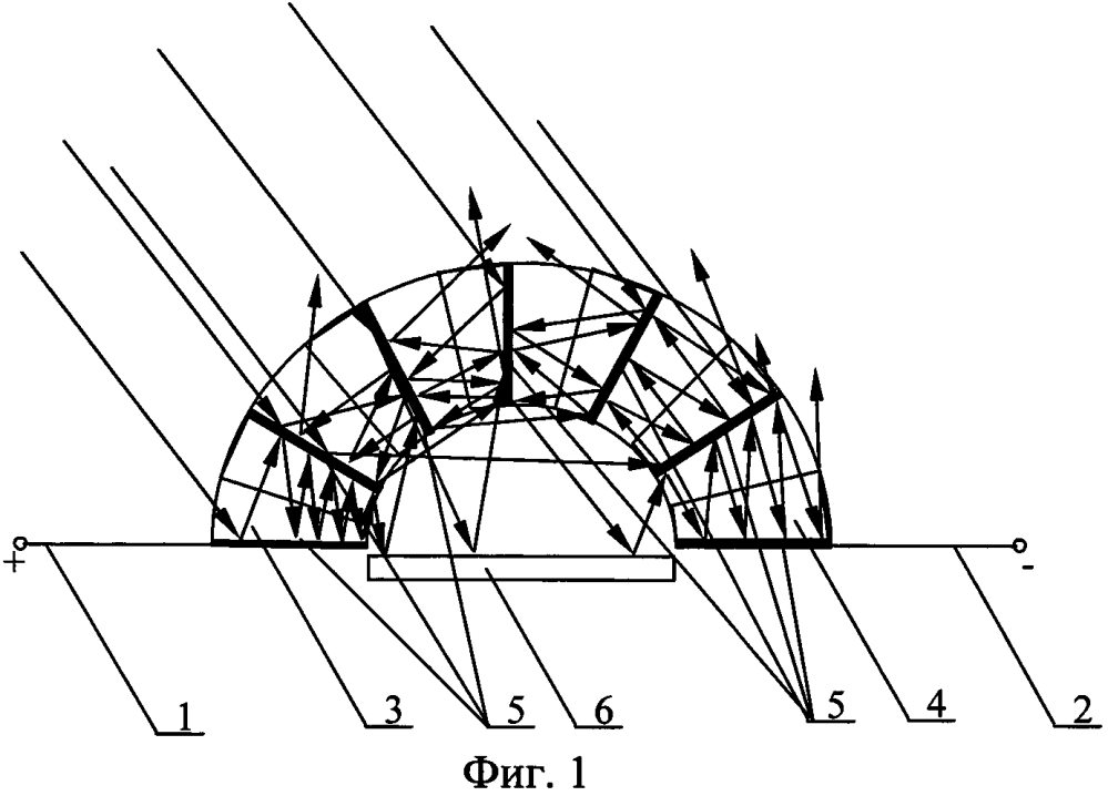 Концентратор лучей для солнечной батареи с веерным расположением зеркальных отражающих электродов (патент 2615041)