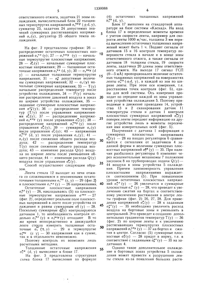 Способ управления охлаждением ленты стекла после отжига (патент 1330088)