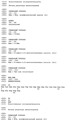 Лиганды рецепторов меланокортинов (патент 2401841)