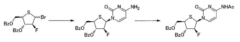 Синтетическое промежуточное соединение 1-(2-дезокси-2-фтор-4-тио-β-d-арабинофуранозил)цитозина, синтетическое промежуточное соединение тионуклеозида и способ их получения (патент 2633355)