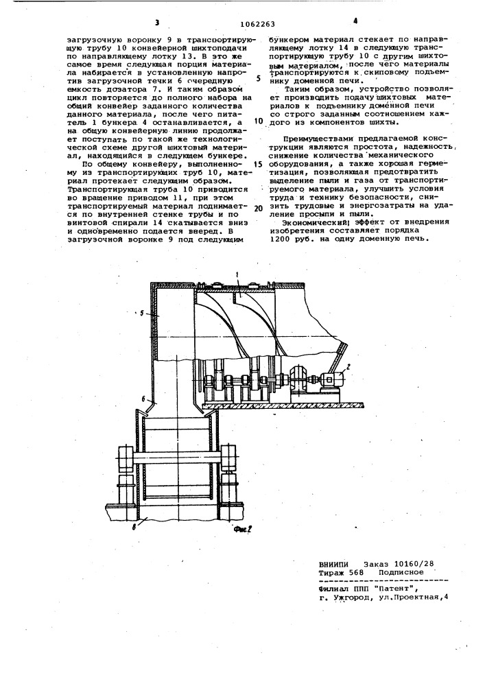 Конвейерная шихтоподача (патент 1062263)