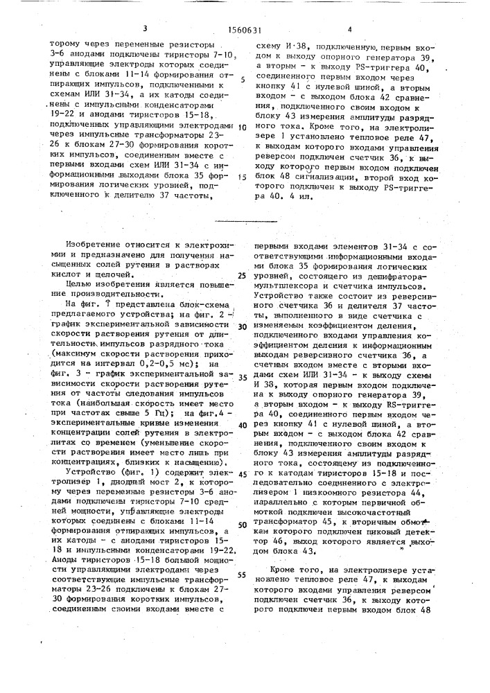 Устройство для получения солей рутения (патент 1560631)