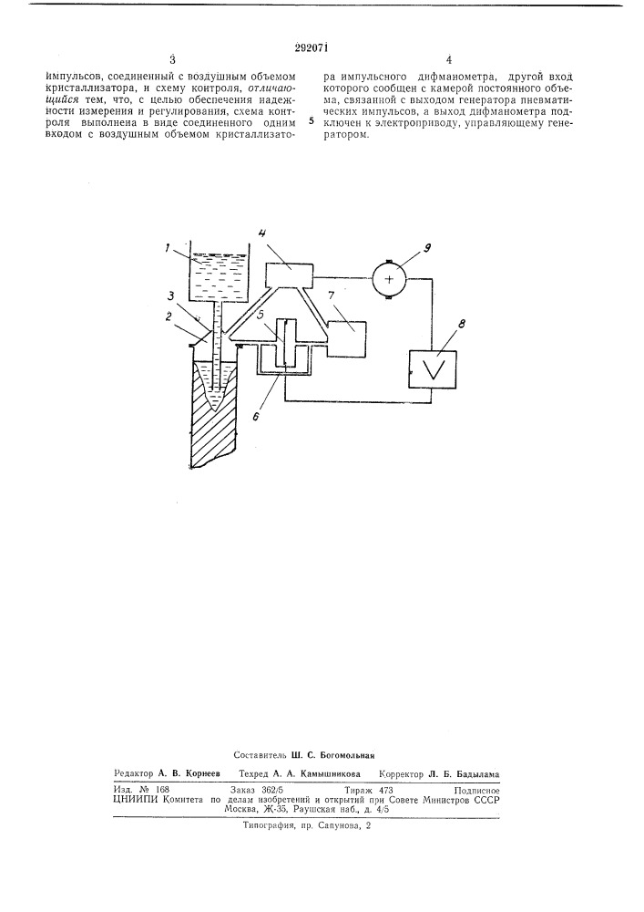 Регулятор уровня расплава в кристаллизаторе (патент 292071)