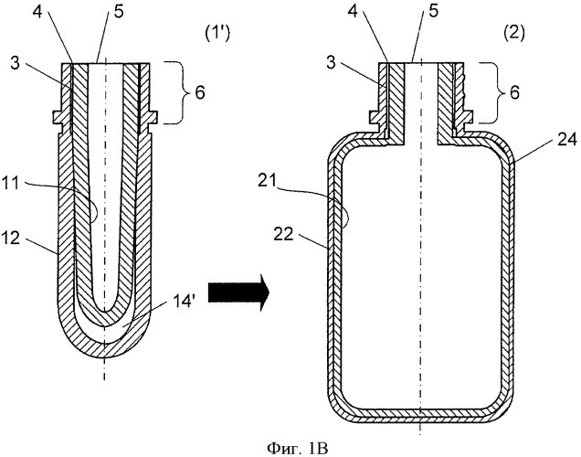 Составная упаковка &quot;bag-in-container&quot;, изготовленная способом выдувного формования, состоящая из внутреннего и внешнего слоев, изготовленных из одного и того же материала, а также преформа для ее производства (патент 2472617)