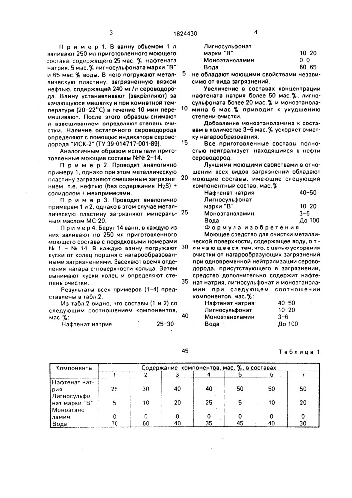 Моющее средство для очистки металлической поверхности (патент 1824430)