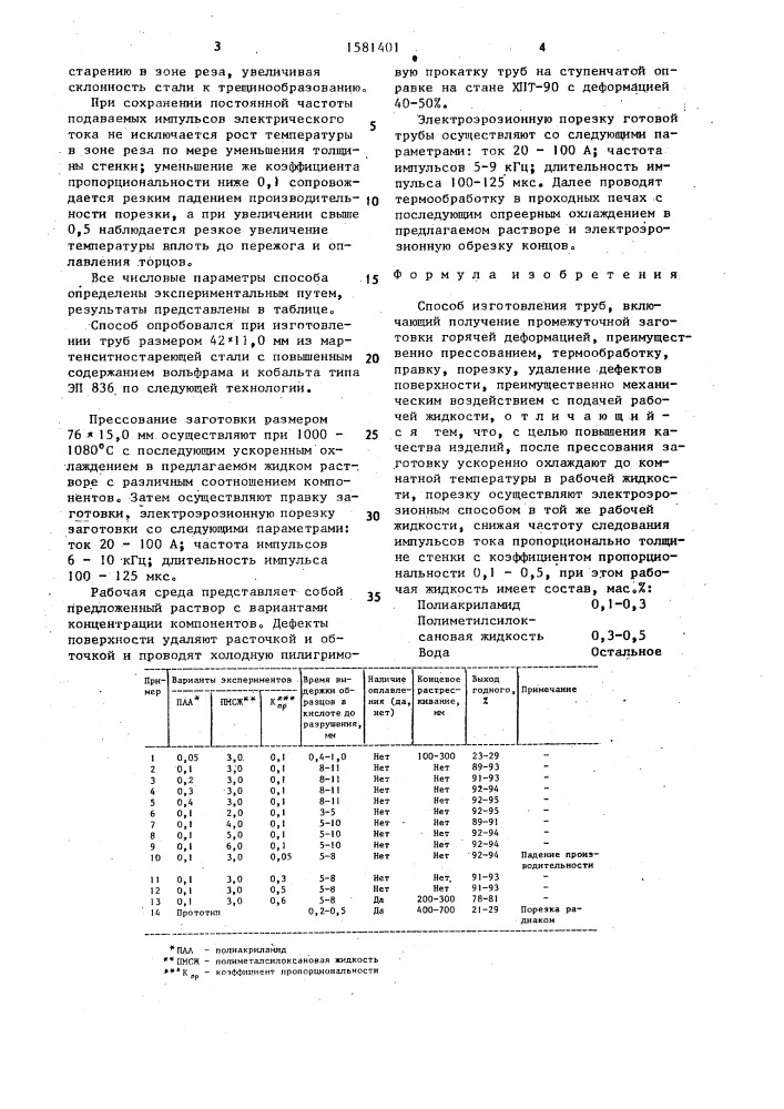 Способ изготовления труб (патент 1581401)