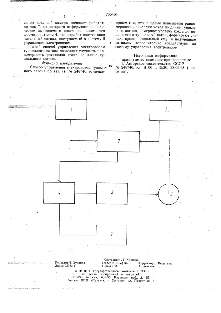 Способ управления электровозом тушильного вагона (патент 735461)