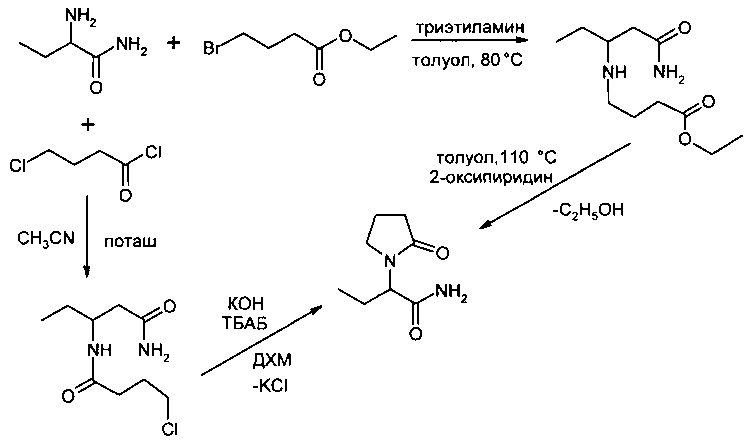 Способ получения 4-замещенного 2-[2-оксо-1-пирролидинил] ацетамида (патент 2629117)
