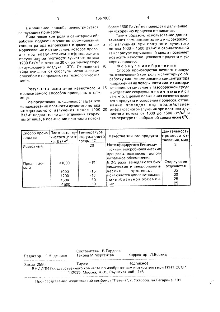 Способ производства яичного продукта (патент 1667800)