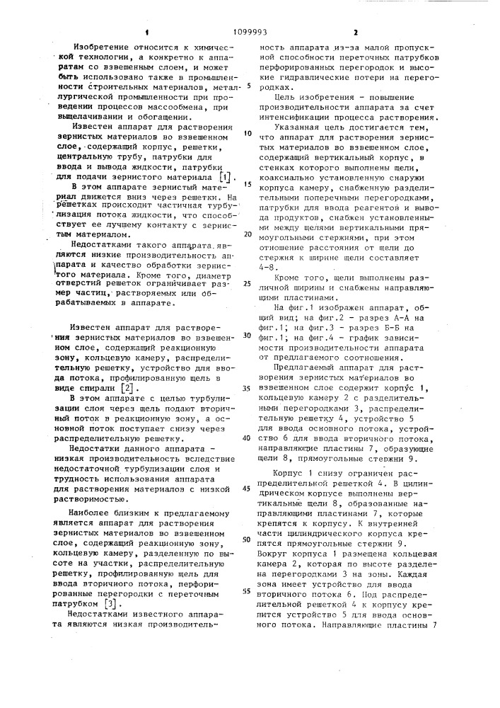 Аппарат для растворения зернистых материалов во взвешенном слое (патент 1099993)