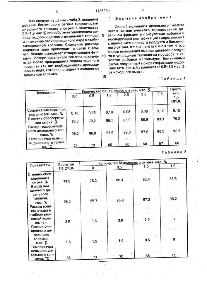 Способ получения дизельного топлива (патент 1736999)