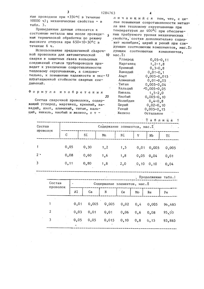 Состав сварочной проволоки (патент 1284763)