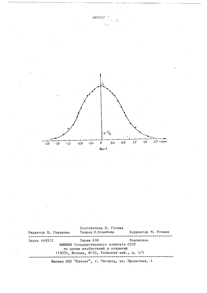 Способ измерения мощности и распределения интенсивности лазерного излучения (патент 689547)