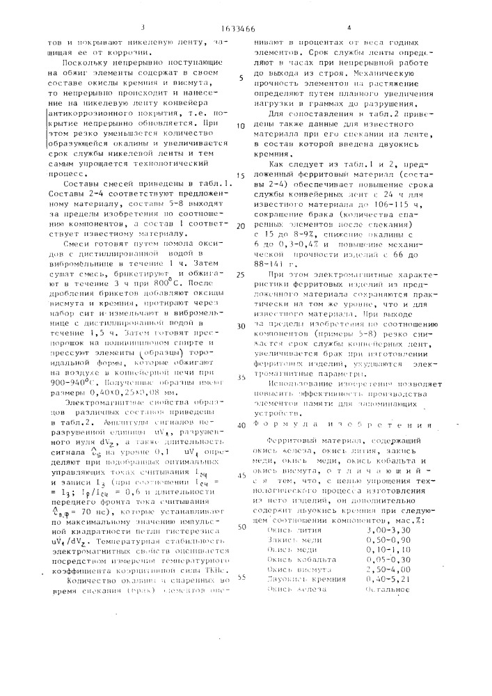 Ферритовый материал (патент 1633466)