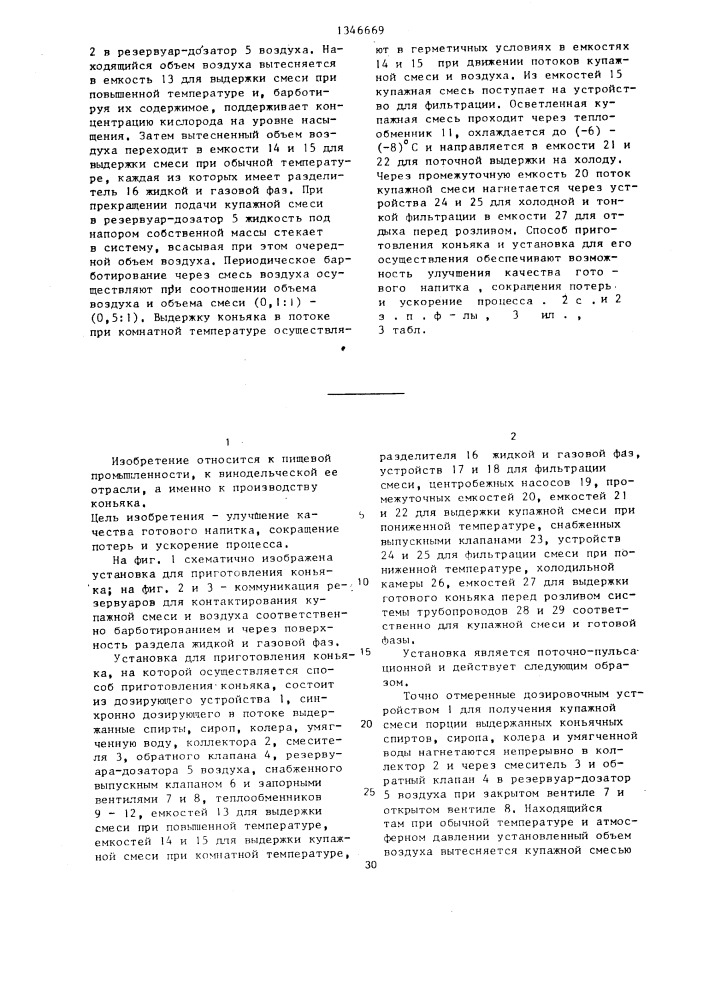 Способ приготовления коньяка и установка для его осуществления (патент 1346669)