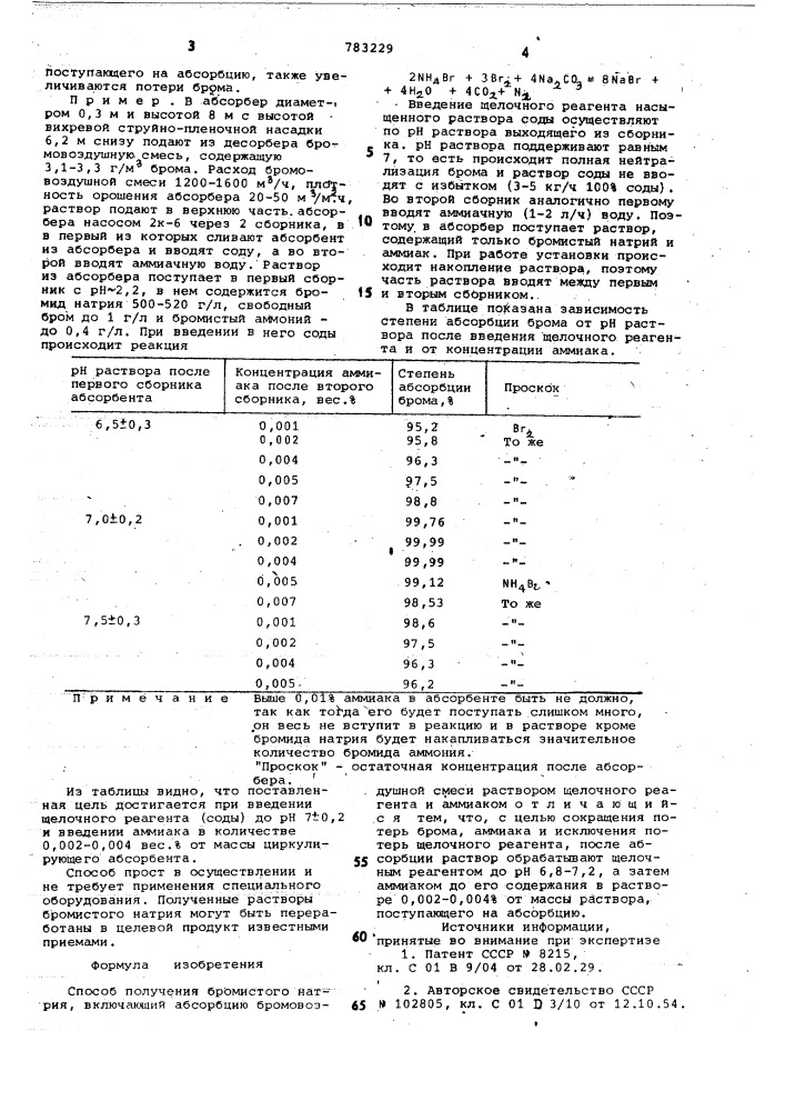 Способ получения бромистого натрия (патент 783229)