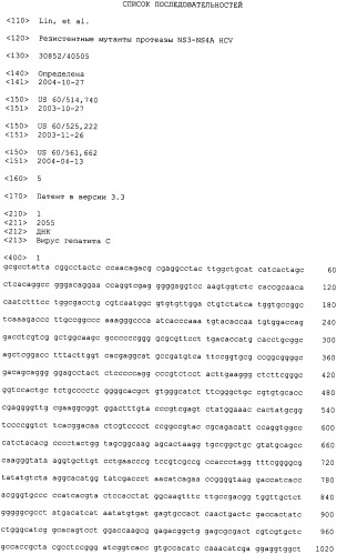 Резистентные мутанты протеазы ns3-ns4a hcv (патент 2365624)