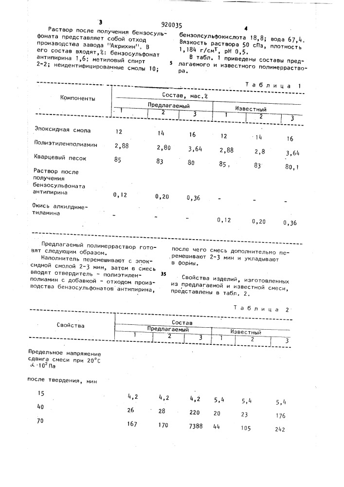 Полимерраствор (патент 920035)