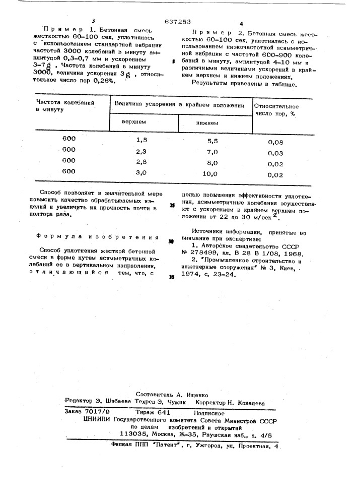 Способ уплотнения жесткой бетонной смеси (патент 637253)